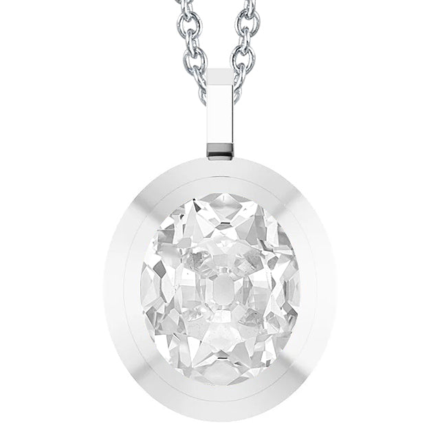 Old Miner Cut Solitaire Diamond Pendant White Gold