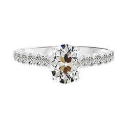 4 Carats Oval Old Cut Solitaire Earth Mined Natural Real Diamond ( Not Lab Grown ) Ring With Accents