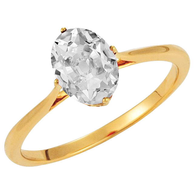 Oval Old Cut Solitaire Diamond Yellow Ring 4.50 Carats