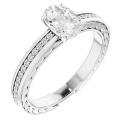 Oval Old European Natural Earth Mined Diamond Ring Leaf Style 5.25 Carats Filigree Shank