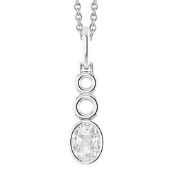 Oval Old Mine Cut 2 Carats Real Natural Earth Mined Diamond Pendant With Chain Bezel Set