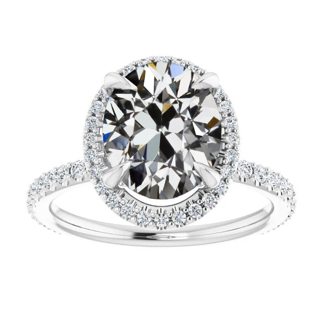 Old Miner Cut Diamond Halo Ring Prong Set