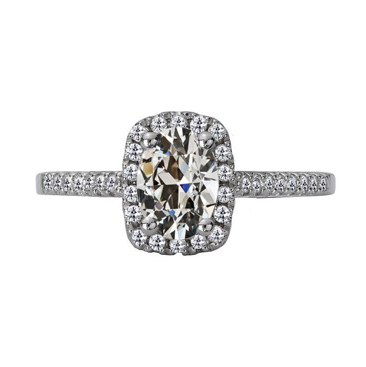 Old Miner Cut Diamond Halo Ring