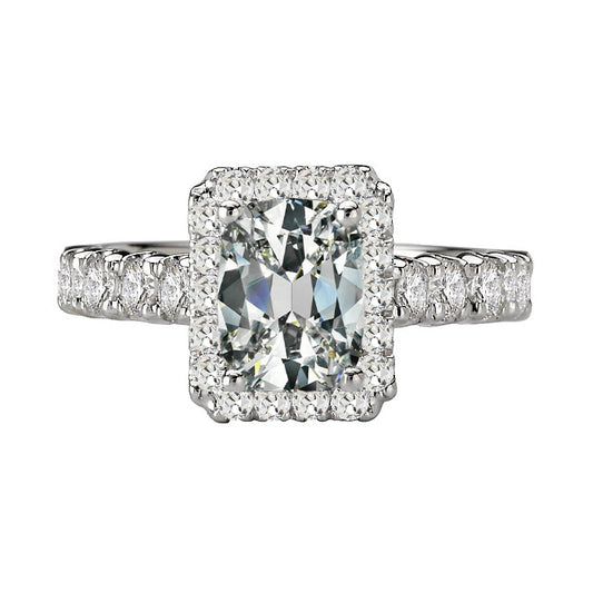 Old Miner Cut Diamond Halo Ring With Accents Gold