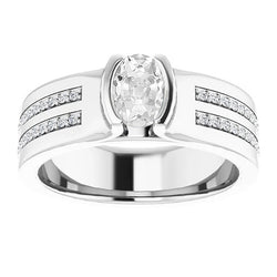 Real  Oval Old Mine Cut Diamond Ring Channel Set Thick Shank 4.75 Carats
