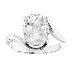 Oval Old Mine Cut Diamond Ring Twisted Style Prong Set 8.25 Carats