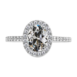 5 Carats Oval Old Mine Cut Engagement Ring Halo Setting Jewelry