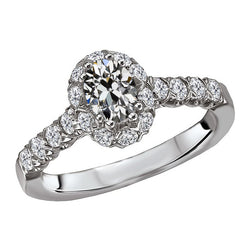 3.50 Carats Oval Old Mine Cut Halo Solitaire With Accents Genuine Natural Real Diamond ( Not Lab Grown ) Ring