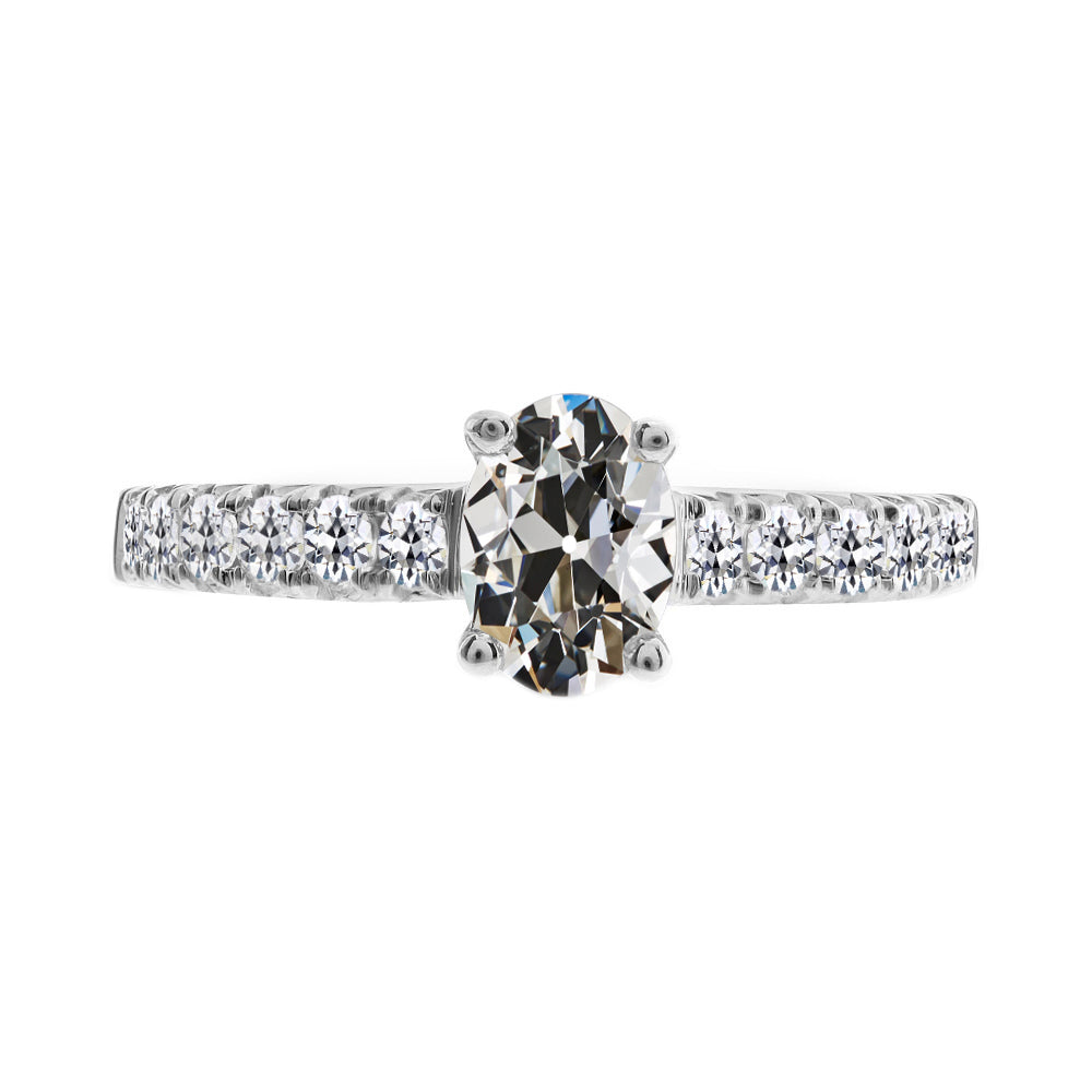 Oval Old Mine Cut Wedding Diamond Ring 3.50 Carats