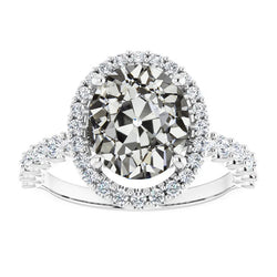Oval Old Miner Natural Earth Mined Diamond Halo Anniversary Ring 14K Gold 8.50 Carats