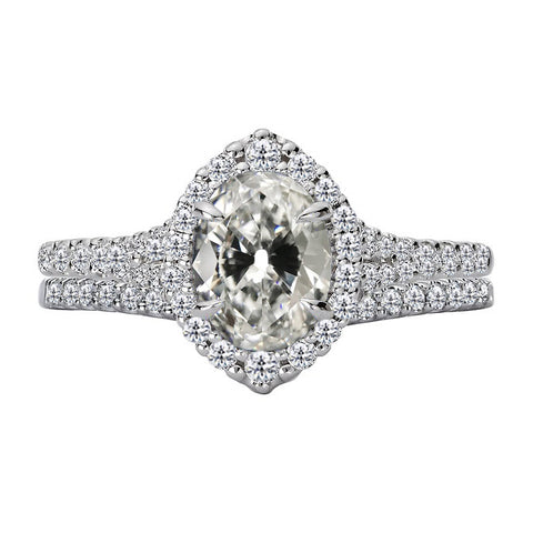 Old Miner Diamond Halo Engagement Ring Set