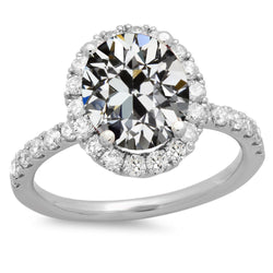Oval Old Miner Diamond Halo Engagement Ring With Accents 8 Carats