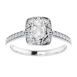 Oval Old Miner Real Natural Earth Mined Diamond Halo Ring 14K White Gold 4.70 Carats