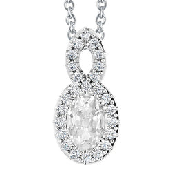 Oval Old Miner Diamond Pendant Gold Prong Set Infinity Style 6 Carats
