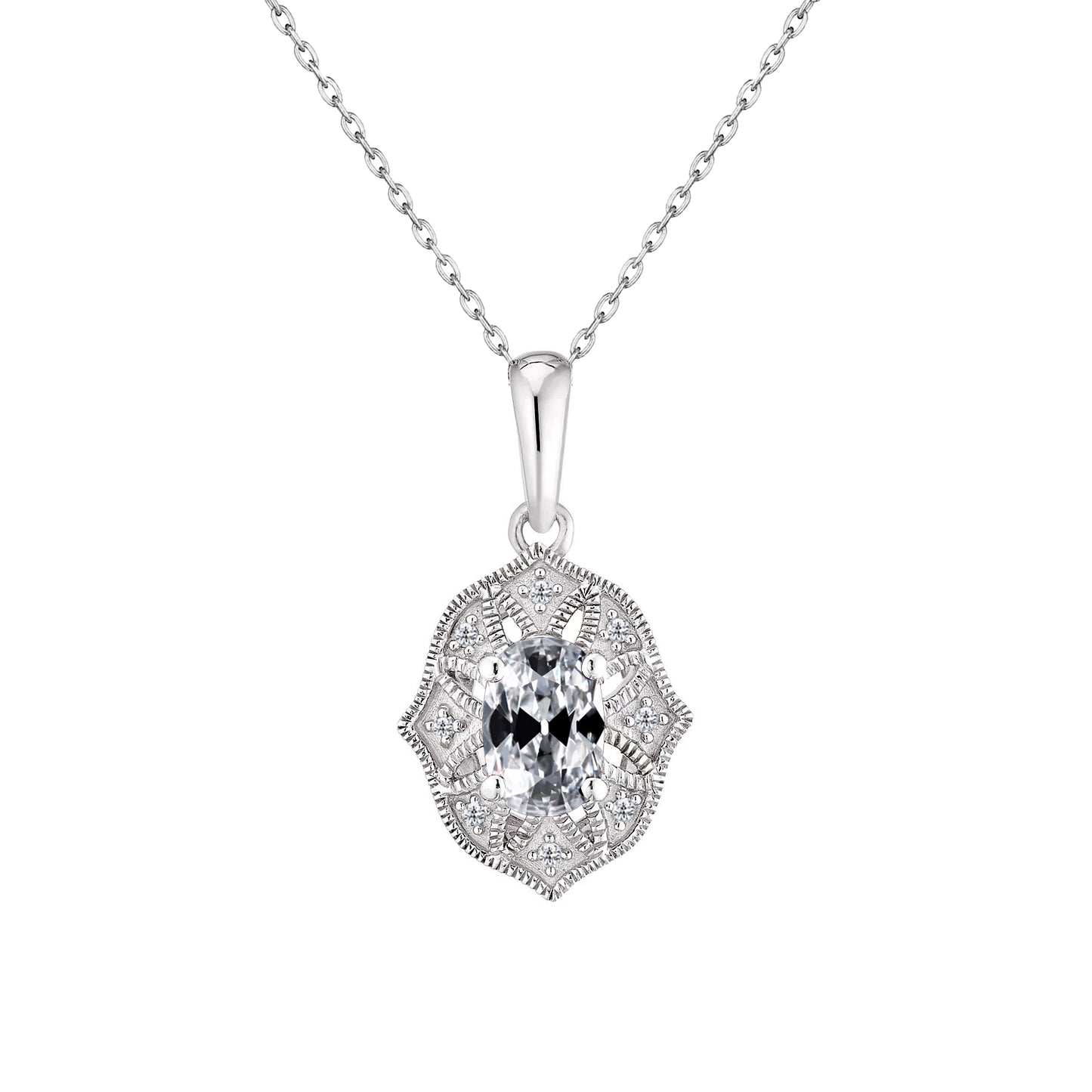 Oval Old Miner Diamond Pendant 1.70 Carats Necklace