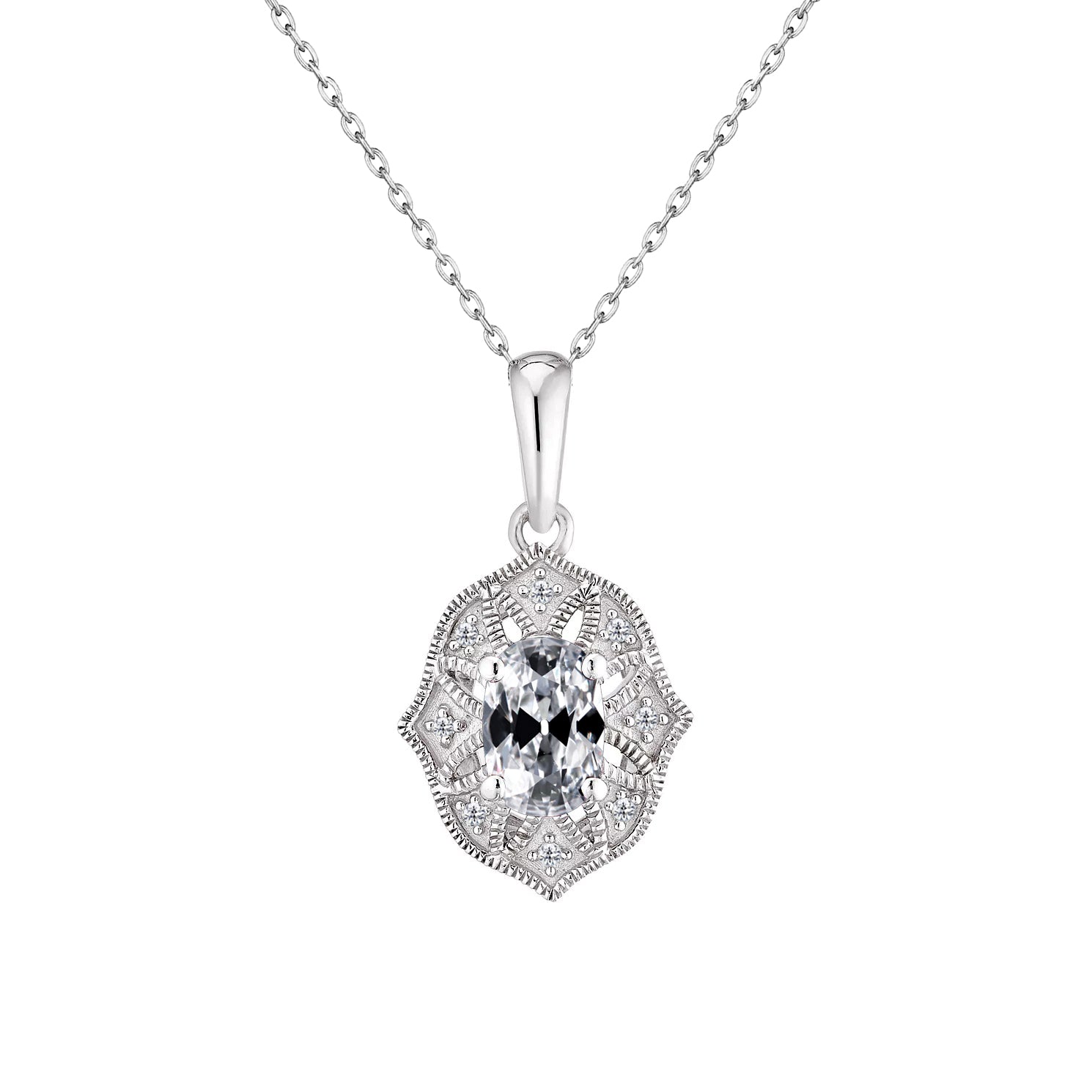 Oval Old Miner Diamond Pendant 1.70 Carats Necklace