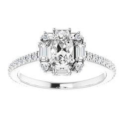 Oval Old Miner Real Natural Earth Mined Diamond Ring With Round & Baguette Accents 4.25 Carats