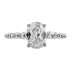 Oval Old Miner Real Natural Earth Mined Diamond Solitaire Ring With Accents Jewelry 3 Carats