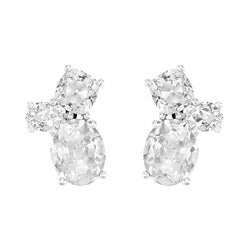 Oval Old Miner Real Diamond Studs 10 Ct Mixed Stone Earrings