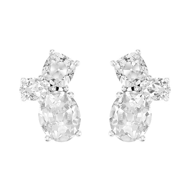 Oval Old Miner Diamond Studs 10 Ct Mixed Stone Earrings 