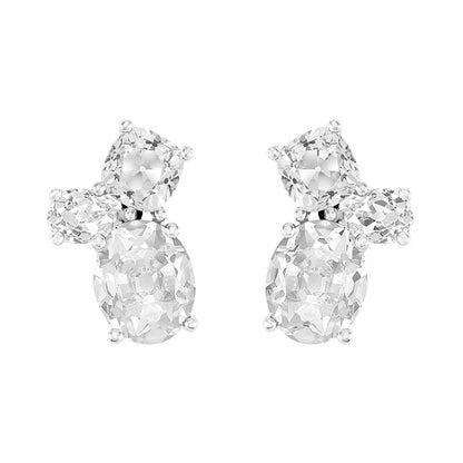 Oval Old Miner Diamond Studs 10 Ct Mixed Stone Earrings 