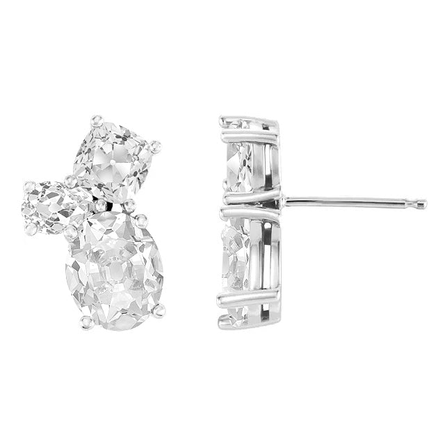 Oval Old Miner Diamond Studs 10 Ct Mixed Stone Earrings 