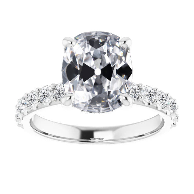 5.50 Carats Oval Old Miner Diamond Wedding Ring White Gold 14K