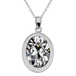 Oval Shaped Necklace Pendant 4.50 Carats Old Mine Diamond