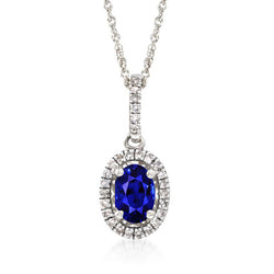 Oval Sri Lankan Sapphire & Natural Earth Mined Diamond Halo Pendant With Chain 3 Carats