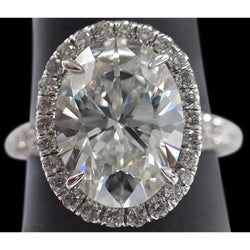 Oval Eagle Claw Prongs Diamond Halo Engagement Ring White Gold 14K