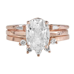 Real  Oval Engagement Ring Set Old Mine Cut Diamond Gold Jewelry 8.60 Carats