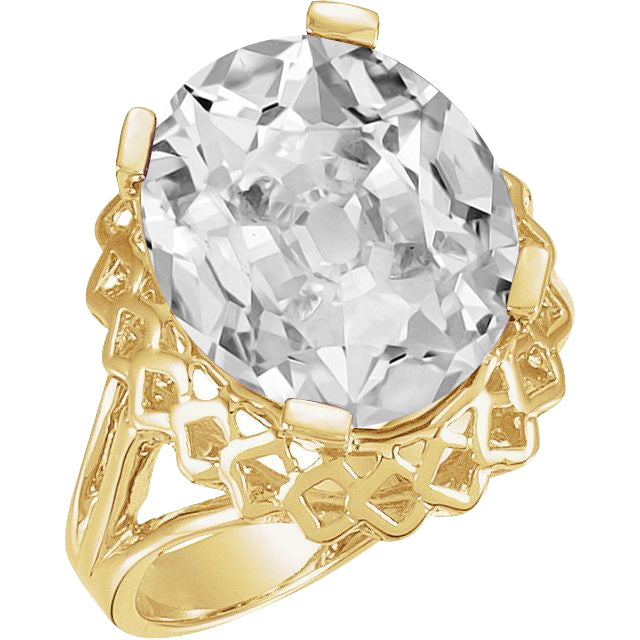 Oval Huge Lab Grown Diamond Old Miner Prong Set Ring 10 Carats Yellow Gold 14K