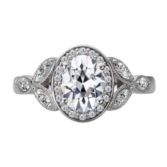 Oval & Marquise Old Cut Diamond Halo Milgrain Anniversary Ring 5 Carat