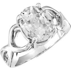 Oval Old Cut Diamond Twisted Shank 5 Carats White Gold 14K Ring