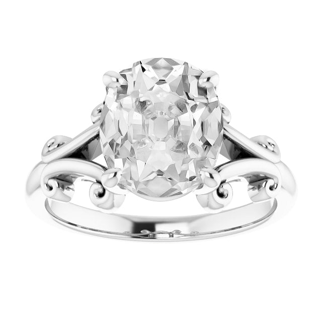 Oval Old Mine Split Shank Prong Set Lab Grown Large Diamond Ring 8 Carats