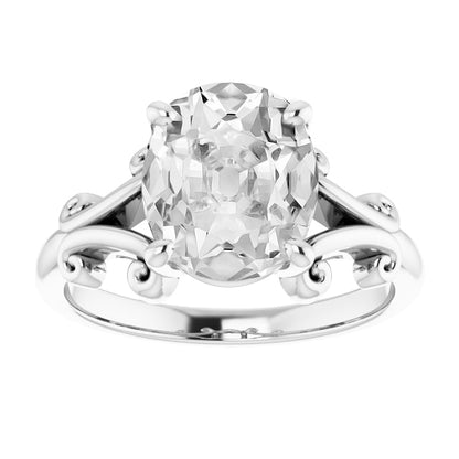 Oval Old Mine Split Shank Prong Set Lab Grown Large Diamond Ring 8 Carats