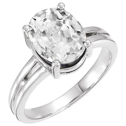 Oval Old Miner Real Diamond Prong Set Solitaire Ring 5 Carats