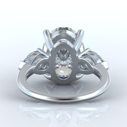 Oval & Pear Lab Grown Diamond 8 Carats 3 Stone Engagement Ring White Gold 14K Three Stone Ring