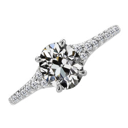 Oval & Round Earth Mined Diamond Old Cut Solitaire With Accent Ring 5.50 Carats