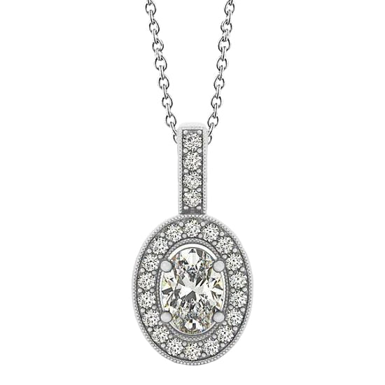 Oval Round Diamond Pendant