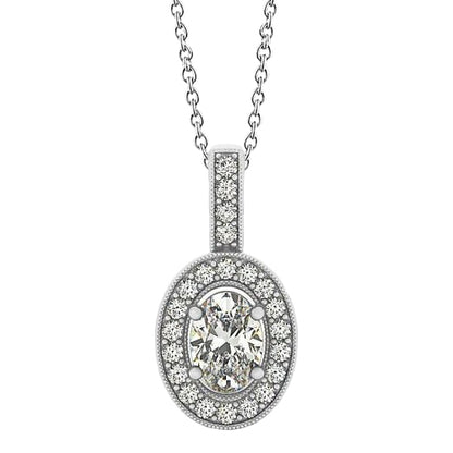Oval Round Diamond Pendant