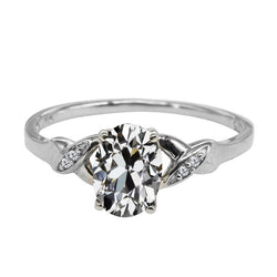 Real  Oval & Round Old Mine Cut Diamond Wedding Ring 4 Carats