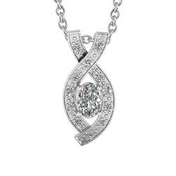 Oval & Round Shaped Diamond Entwine Pendant Necklace 2.70 Carat WG 14K