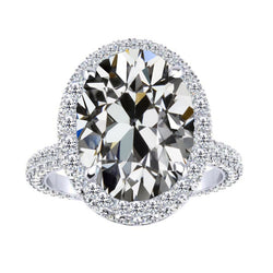 Oval & Round Halo Old Miner Diamond Anniversary Ring 6.50 Carats