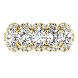 Genuine   Oval Diamond Anniversary Ring 6.25 Carats Cathedral Set Yellow Gold