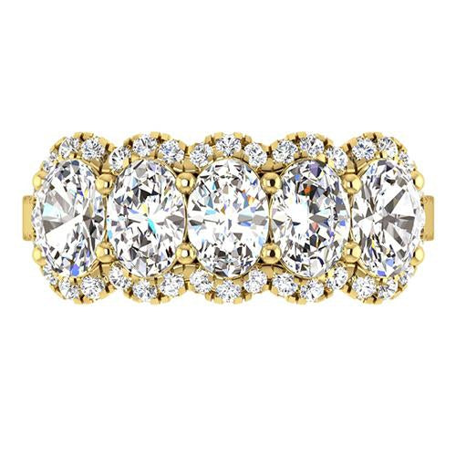 Yellow Lady’s Sparkling Unique Engagement White Gold Anniversary Ring Oval Diamond Anniversary Ring Cathedral Set