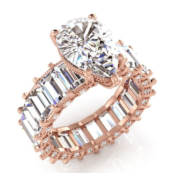Pear & Baguette Diamond Ring 9.50 Carats