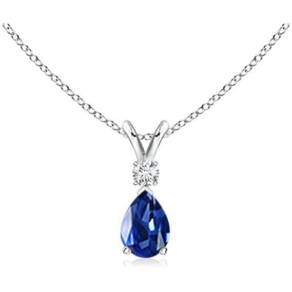 Pear Blue Sapphire Diamond Teardrop Pendant