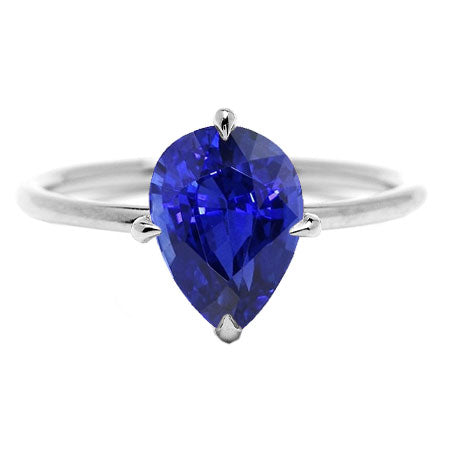 Pear Cut Gemstone Ring 2 Ct Solitaire Sri Lankan Sapphire