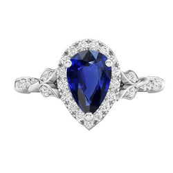 Natural Real ( Not Lab Grown )  Pear Cut Sapphire Engagement Ring 2.50 Carats
